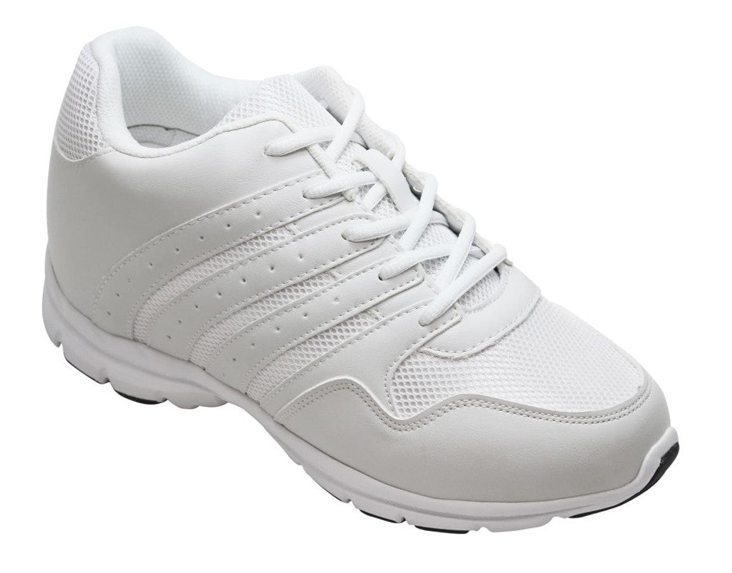 Elevator shoes height increase CALTO - G8818 - 3.2 Inches Taller (White) - Super Lightweight